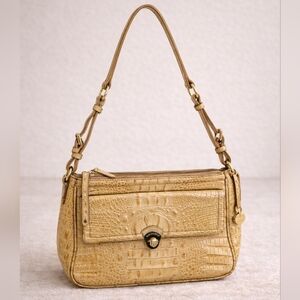Brahmin Melbourne Toasted Almond Croc Embossed Leather Shoulder Bag